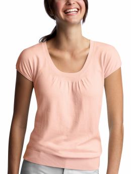 Women: Cap-sleeved scoopneck top - rose petal