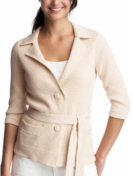 Women: Belted notch-collar cardigan - aran cream