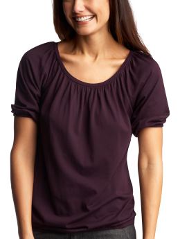 Women: Elbow-sleeved blouson top - vineyard