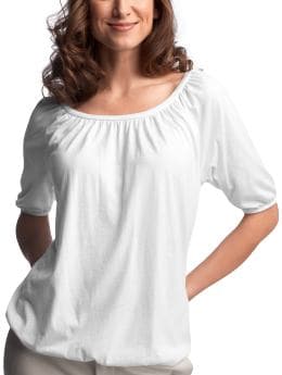 Women: Elbow-sleeved blouson top - white