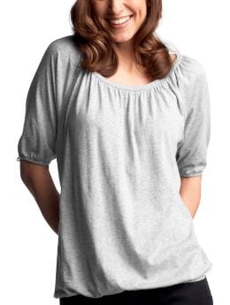 Women: Elbow-sleeved blouson top - heather gray