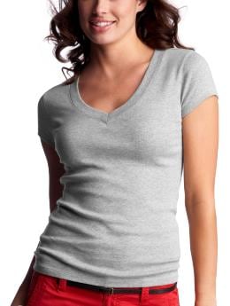 Women: Favorite V-neck T - heather gray