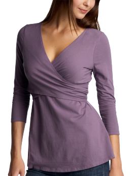 Maternity: Crossover long sleeve nursing top - crushed grape