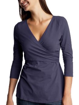 Maternity: Crossover long sleeve nursing top - fall navy