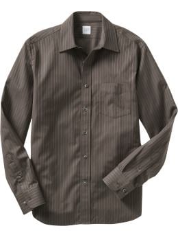 Men: Fitted Pearson striped shirt - brown