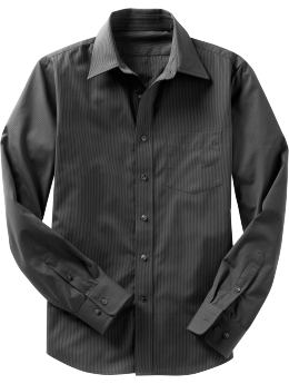 Men: Fitted Litchfield striped shirt - black