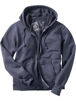 Men: Solid zip-front hoodie - navy