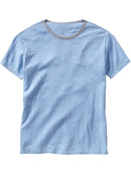 Men: Slub ringer T - light blue heather