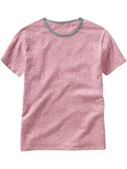 Men: Slub ringer T - red heather