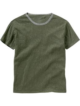 Men: Slub ringer T - green heather