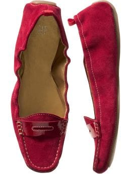 Women: Scrunched driving shoes - russian red