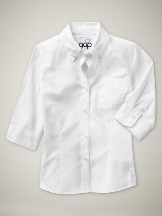 Gap Girls White 3 4 Sleeved Oxford Shirt