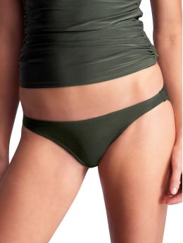 Women: Shiny low rise bikini - black forest green