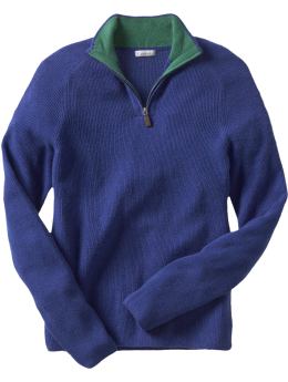 Men: Cashmere half-zip sweater - bright royal blue