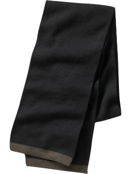 Men: Tipped merino scarf - black