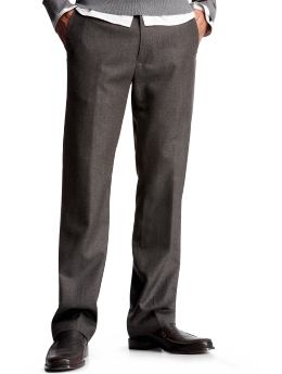Men: Clean straight fit wool pants - brown