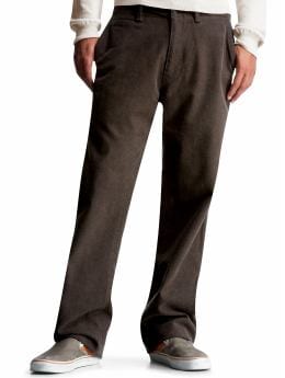 Men: Ordnance brushed herringbone casual khaki pants - chocolate