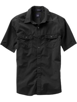 Men: Fitted short-sleeved end-on-end - black