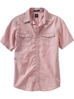 Men: Fitted short-sleeved end-on-end - dusty pink