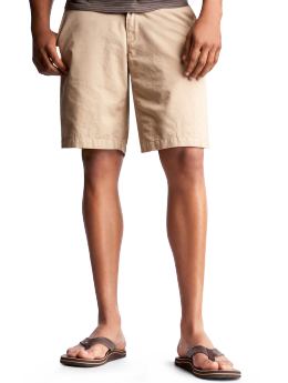 Men: Flat front shorts - khaki