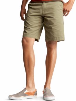 Men: Flat front shorts - leek