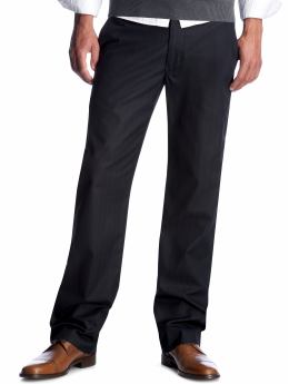 Men: Straight pinstriped plain front pants - dark navy