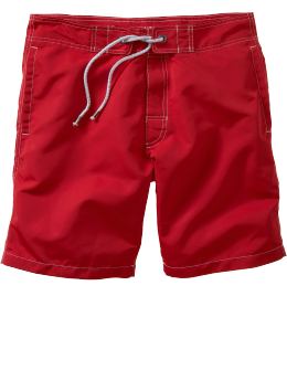 Men: Solid swim trunks - deep red