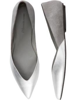 Women: Pointed flats - silver