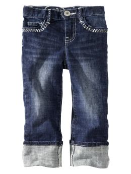 BabyGap: Pick-stitched skinny cuff jeans - denim