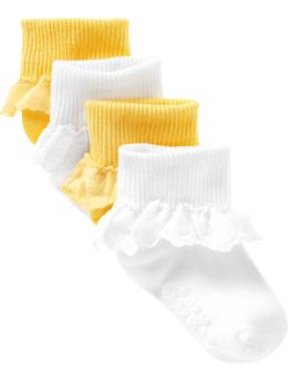 BabyGap: Eyelet ruffle socks (2-pack) - lemongrass