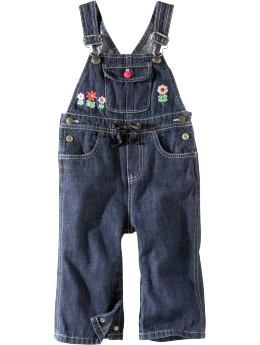 BabyGap: Embroidered drawstring overalls - denim