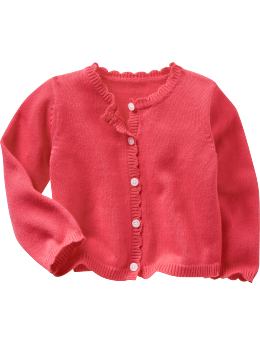 BabyGap: Scallop-edged cardigan - watermelon