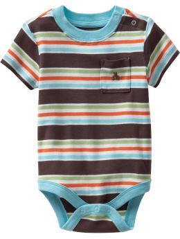 BabyGap: Chest pocket bodysuit - fudge brownie stripe