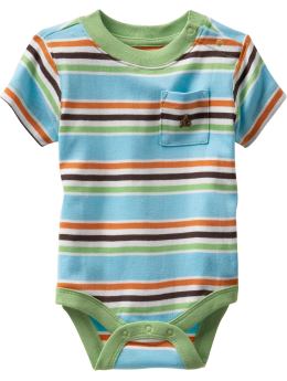 BabyGap: Chest pocket bodysuit - turquoise stripe