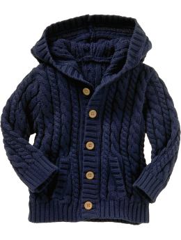BabyGap: Cableknit button hoodie - marine blue