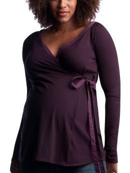 Maternity: Tie-waist wrap top - vineyard