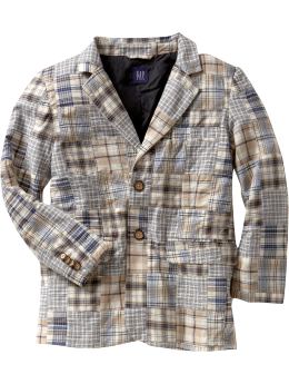 GapKids: Plaid patchwork blazer - patchwork