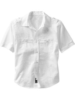 GapKids: Embroidered button-tab shirt - white