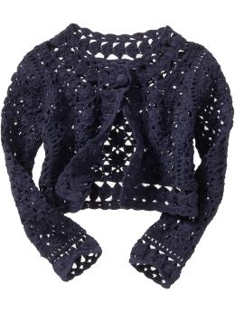 BabyGap: Crochet one-button cardigan - marine blue