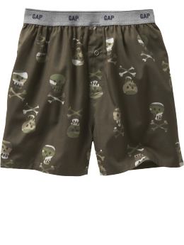 GapKids: Camo-skull boxers - dark olive