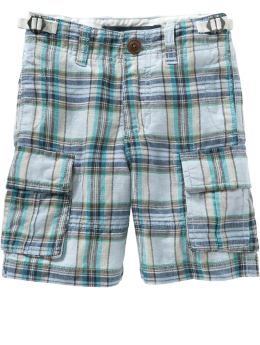BabyGap: Plaid cargo shorts - blue plaid