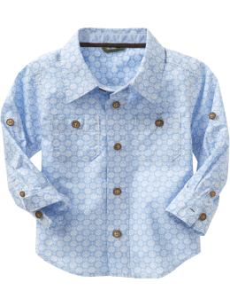 BabyGap: Batik print convertable shirt - blue opal