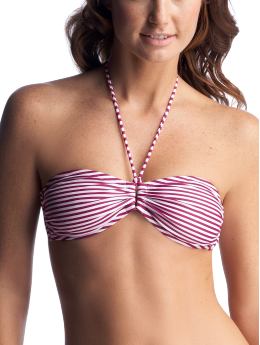 Women: Striped convertible bandeau top - berry & white stripe