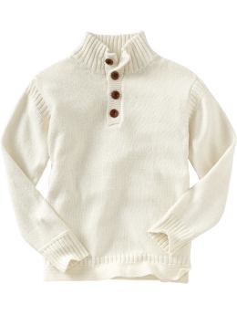 GapKids: Mock-collar pullover sweater - white sail