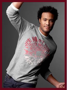 Men: Gap (PRODUCT) RED spiral graphic T - charcoal heather