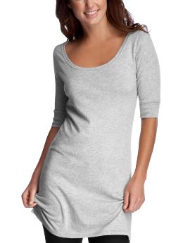 Women: Long scoopneck T - light heather gray