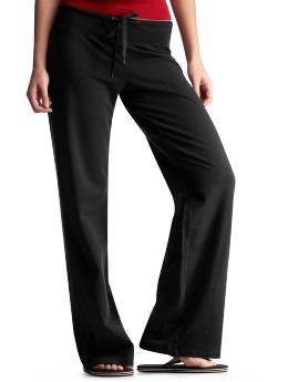 Women: Drawstring terry pants - true black knit
