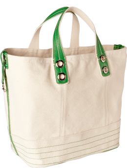 Women: Color-trimmed tote - pixie green