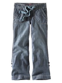 GapKids: Denim drawstring roll-up pants - denim