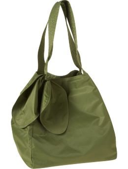 Women: Large nylon tote - iguana green